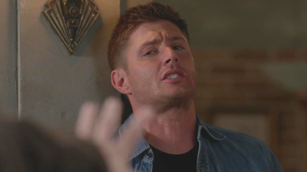 Gadreel pins Dean to the wall. Gadreel pins Dean to the wall.